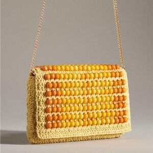 Anthropologie Yellow and Orange Beaded Clutch